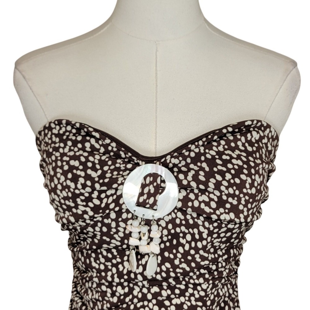 Speechless Vintage Y2K Brown Dot Strapless High Low Dress M Retro Fairy Beach - Picture 4 of 7